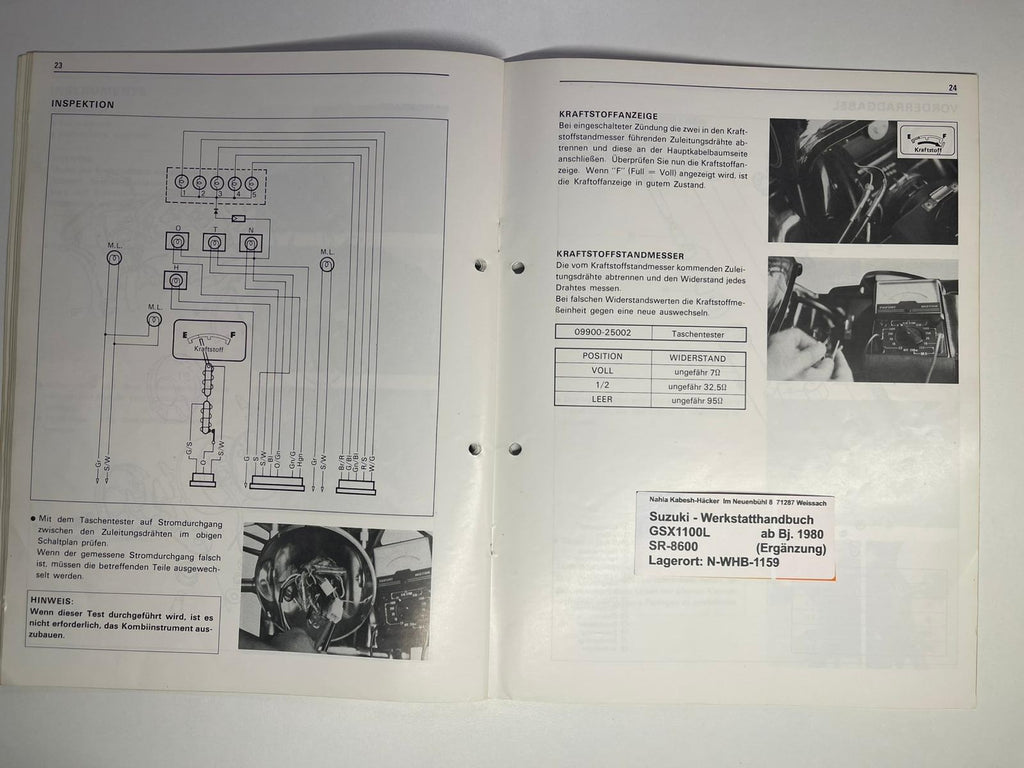 Werkstatthandbuch Ergänzung Suzuki GSX1100L GSX 1100 L Bj. ab 1980 -