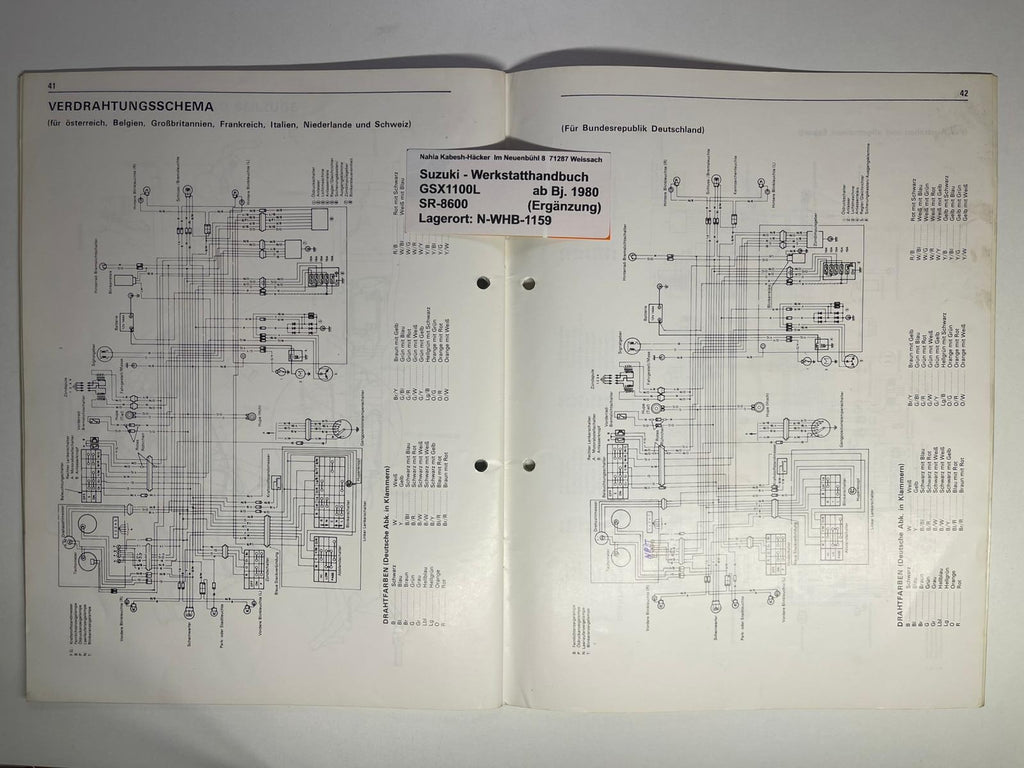 Werkstatthandbuch Ergänzung Suzuki GSX1100L GSX 1100 L Bj. ab 1980 -