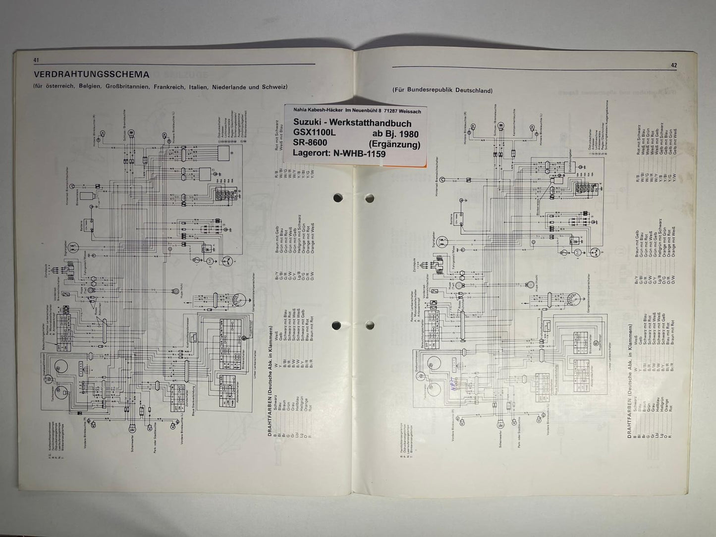 Werkstatthandbuch Ergänzung Suzuki GSX1100L GSX 1100 L Bj. ab 1980 -