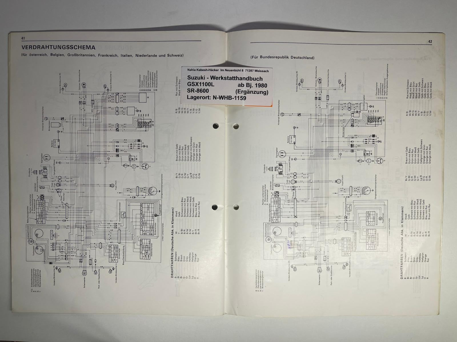 Werkstatthandbuch Ergänzung Suzuki GSX1100L GSX 1100 L Bj. ab 1980 -
