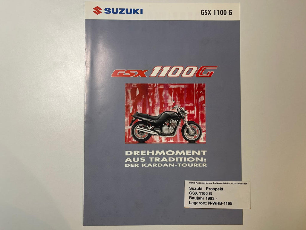 Prospekt Suzuki GSX1100G GSX 1100 G Bj. 1993 Kardan