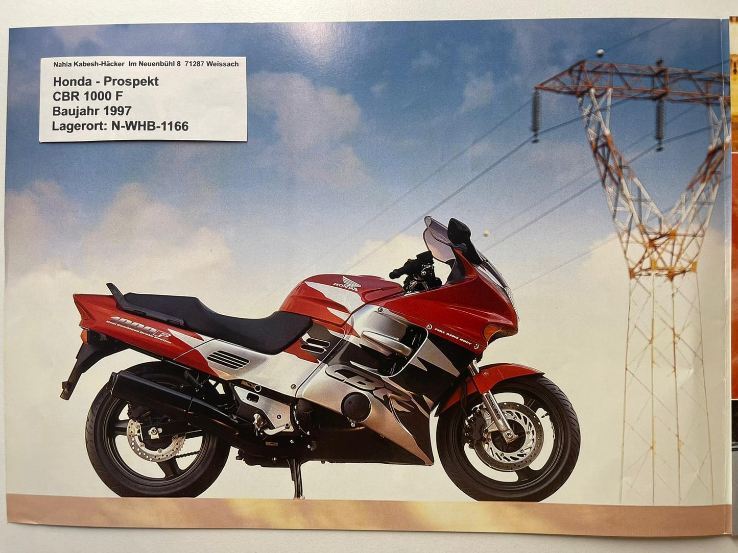 Prospekt Honda CBR1000F CBR 1000 F Bj. 1997 + Aufkleber