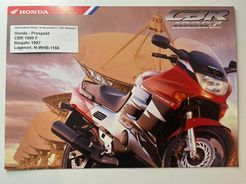 Prospekt Honda CBR1000F CBR 1000 F Bj. 1997 + Aufkleber