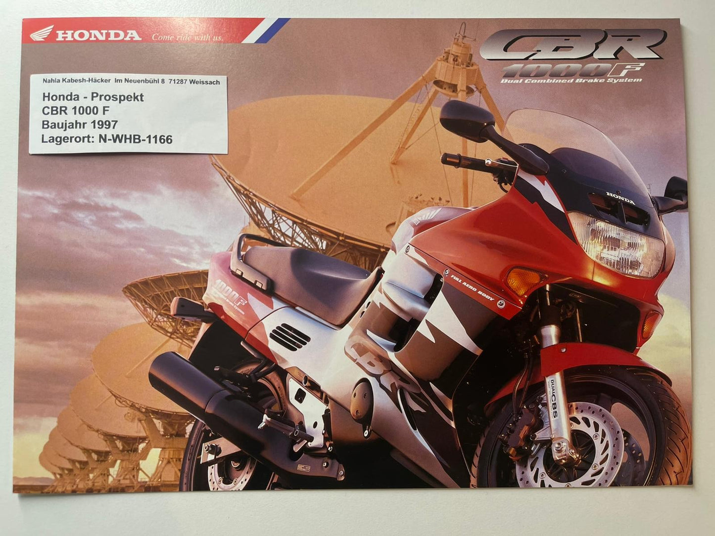 Prospekt Honda CBR1000F CBR 1000 F Bj. 1997 + Aufkleber