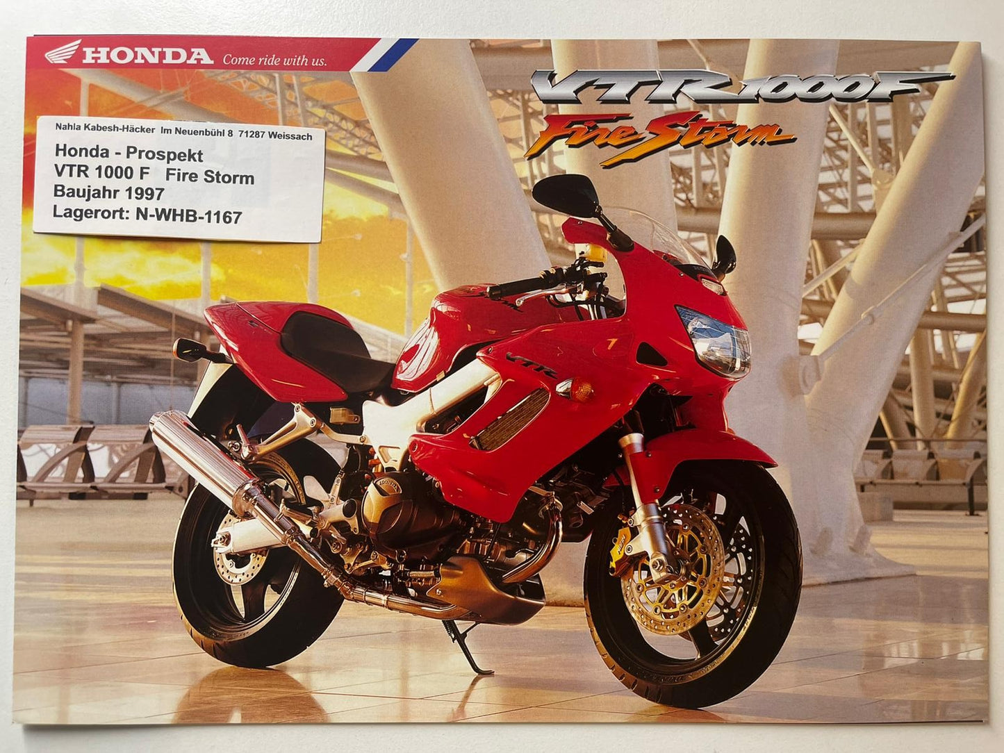 Prospekt Honda VTR1000F Fire Storm Bj. 1999 + Aufkleber
