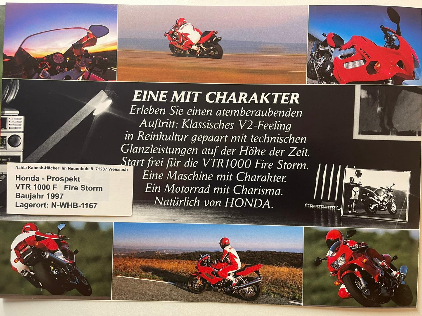 Prospekt Honda VTR1000F Fire Storm Bj. 1999 + Aufkleber