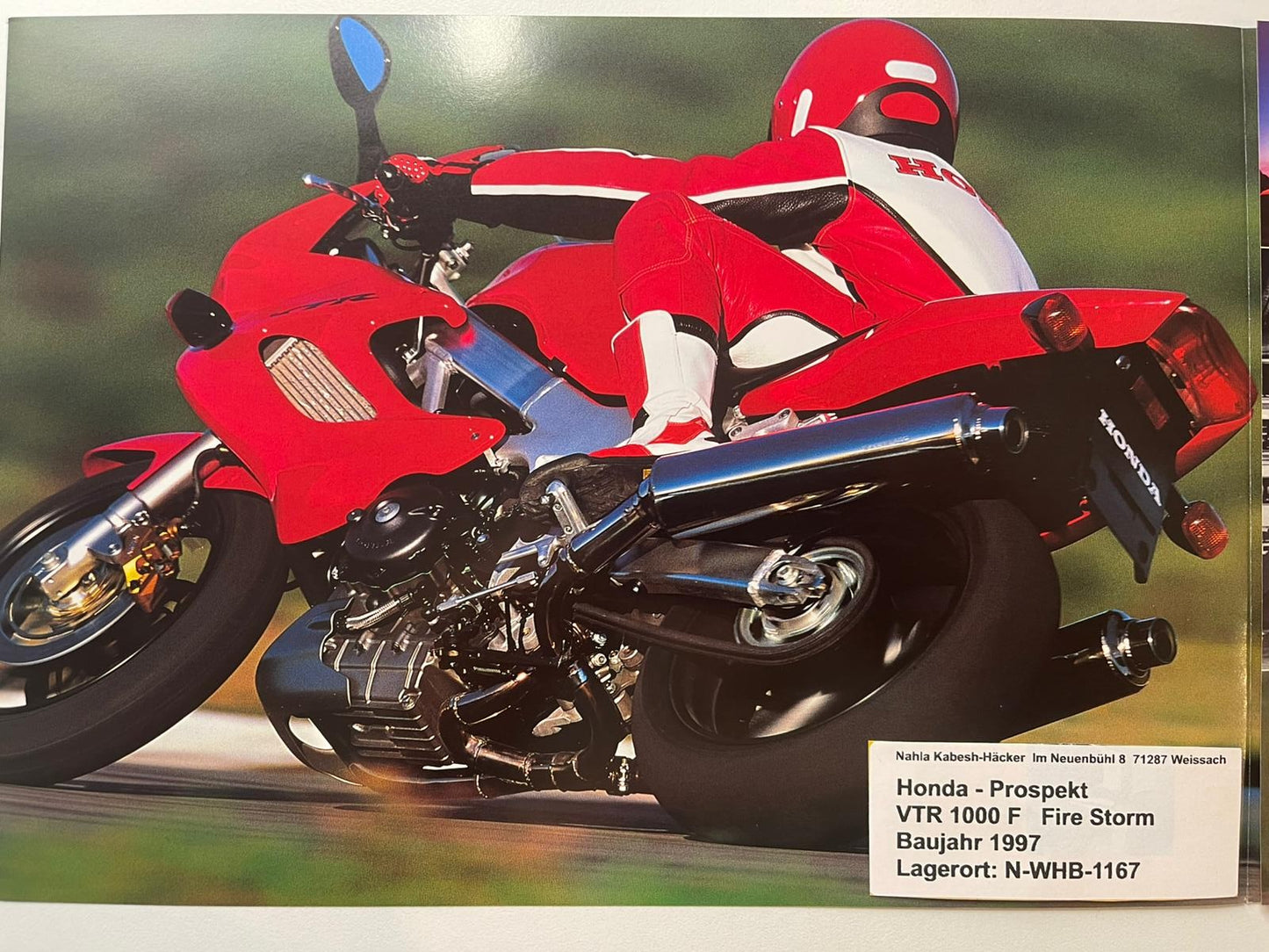 Prospekt Honda VTR1000F Fire Storm Bj. 1999 + Aufkleber