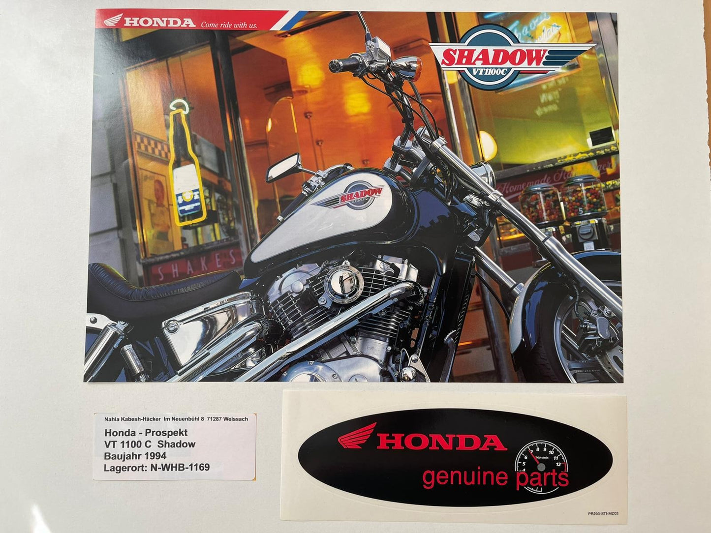 Prospekt Honda VT1100C Shadow Bj. 1994 + Aufkleber
