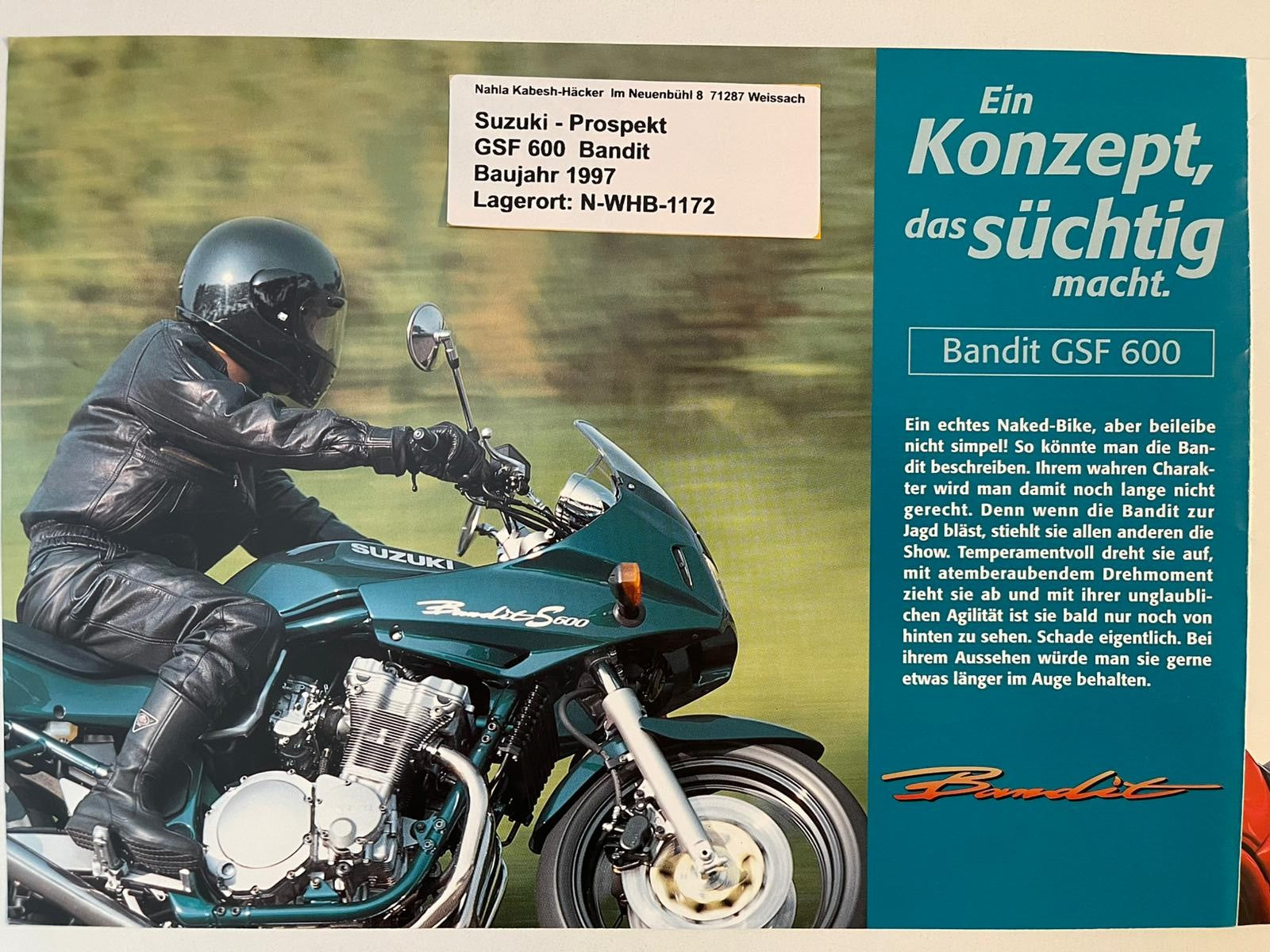 Prospekt Suzuki GSF600F GSF 600 F Bandit Bj. 1997