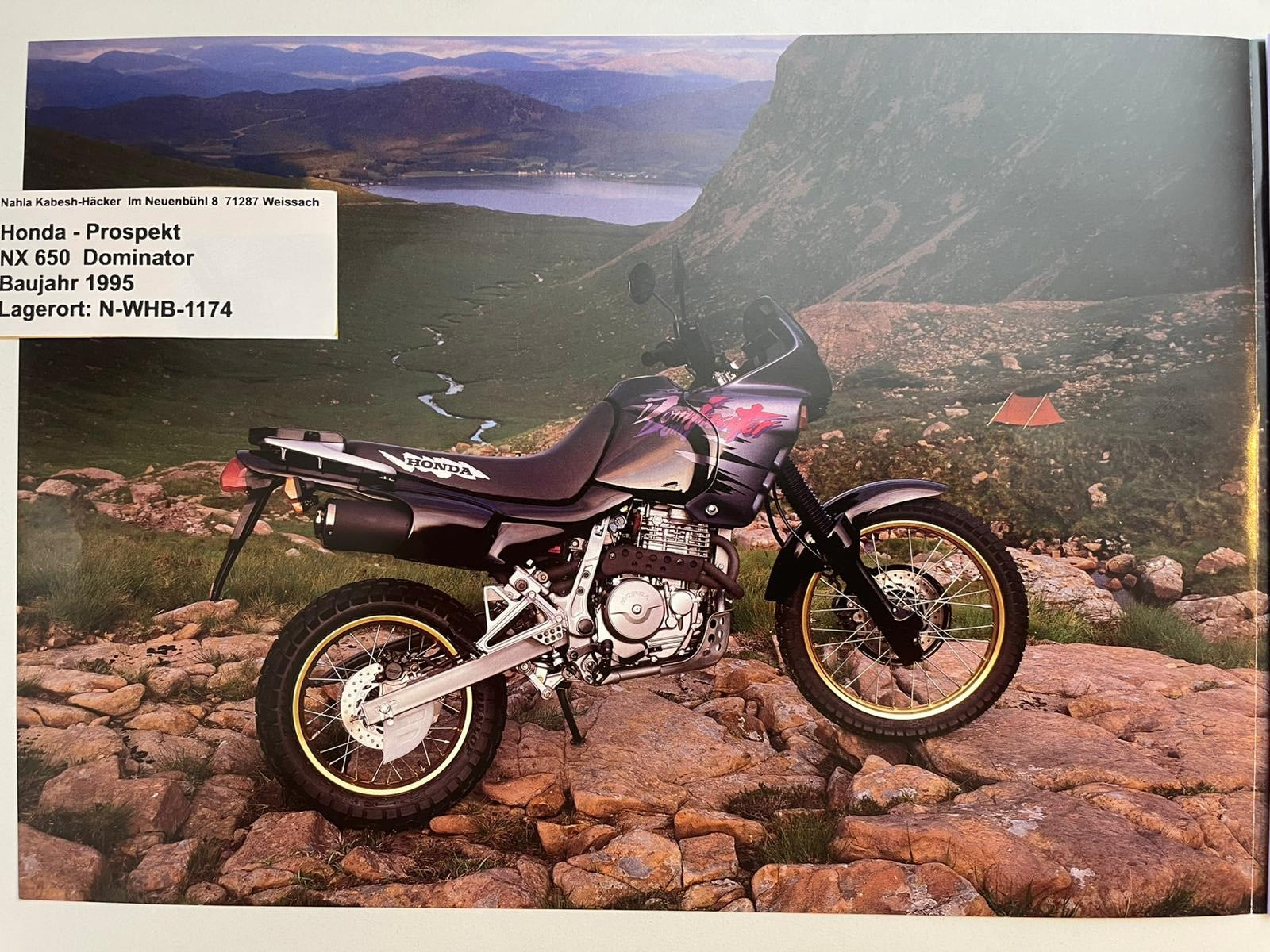 Prospekt Honda NX650 Dominator Bj. 1995 + Aufkleber