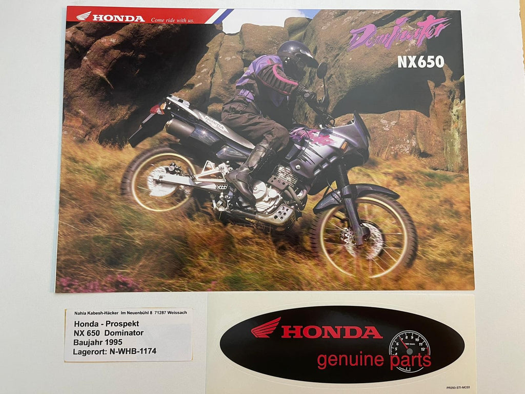 Prospekt Honda NX650 Dominator Bj. 1995 + Aufkleber