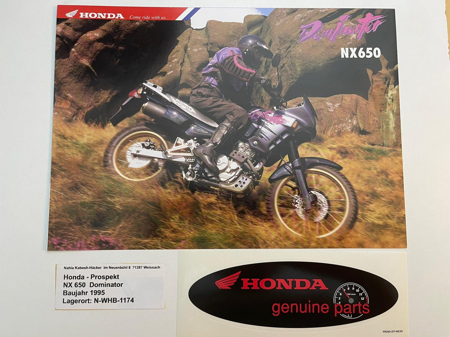 Prospekt Honda NX650 Dominator Bj. 1995 + Aufkleber