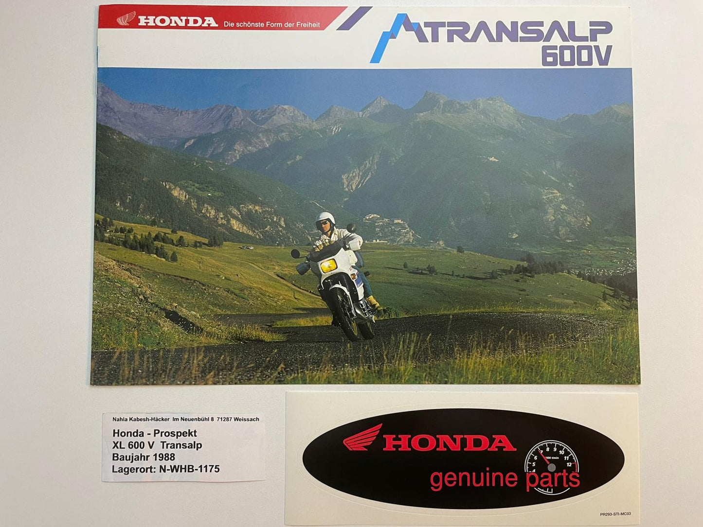 Prospekt Honda XL600V Transalp Bj. 1988 + Aufkleber