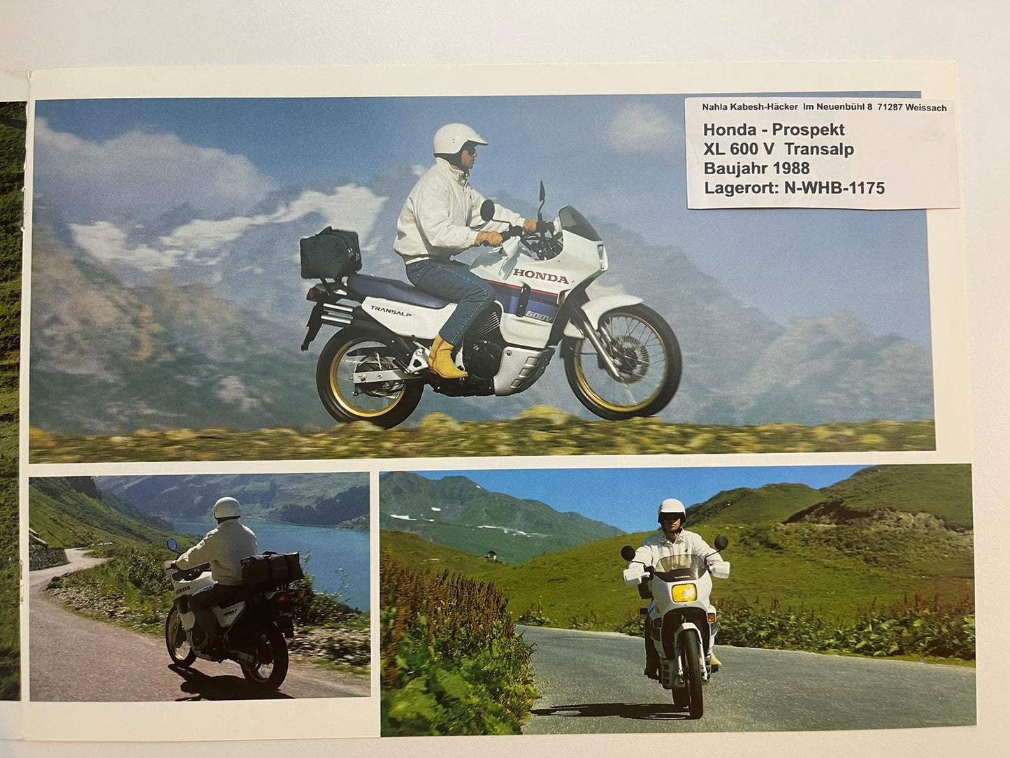 Prospekt Honda XL600V Transalp Bj. 1988 + Aufkleber