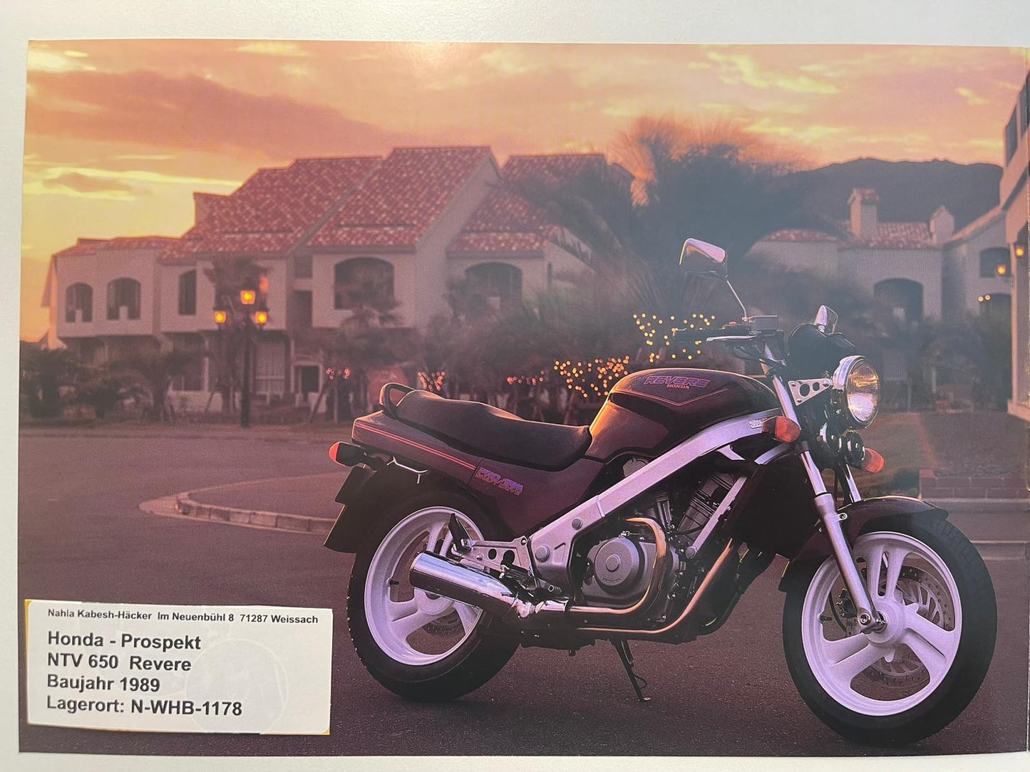 Prospekt Honda NTV650 Revere Bj. 1989 + Aufkleber