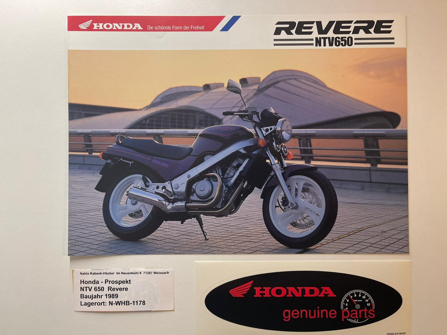 Prospekt Honda NTV650 Revere Bj. 1989 + Aufkleber