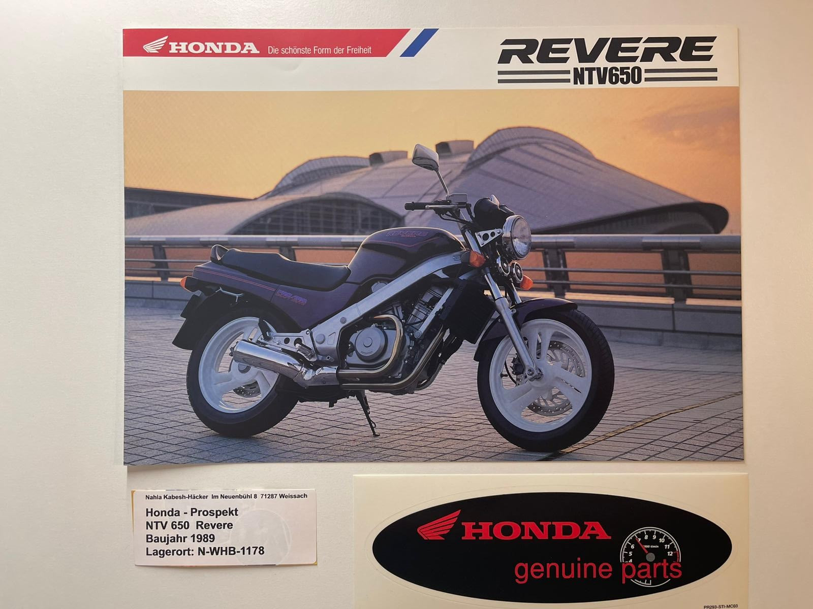 Prospekt Honda NTV650 Revere Bj. 1989 + Aufkleber
