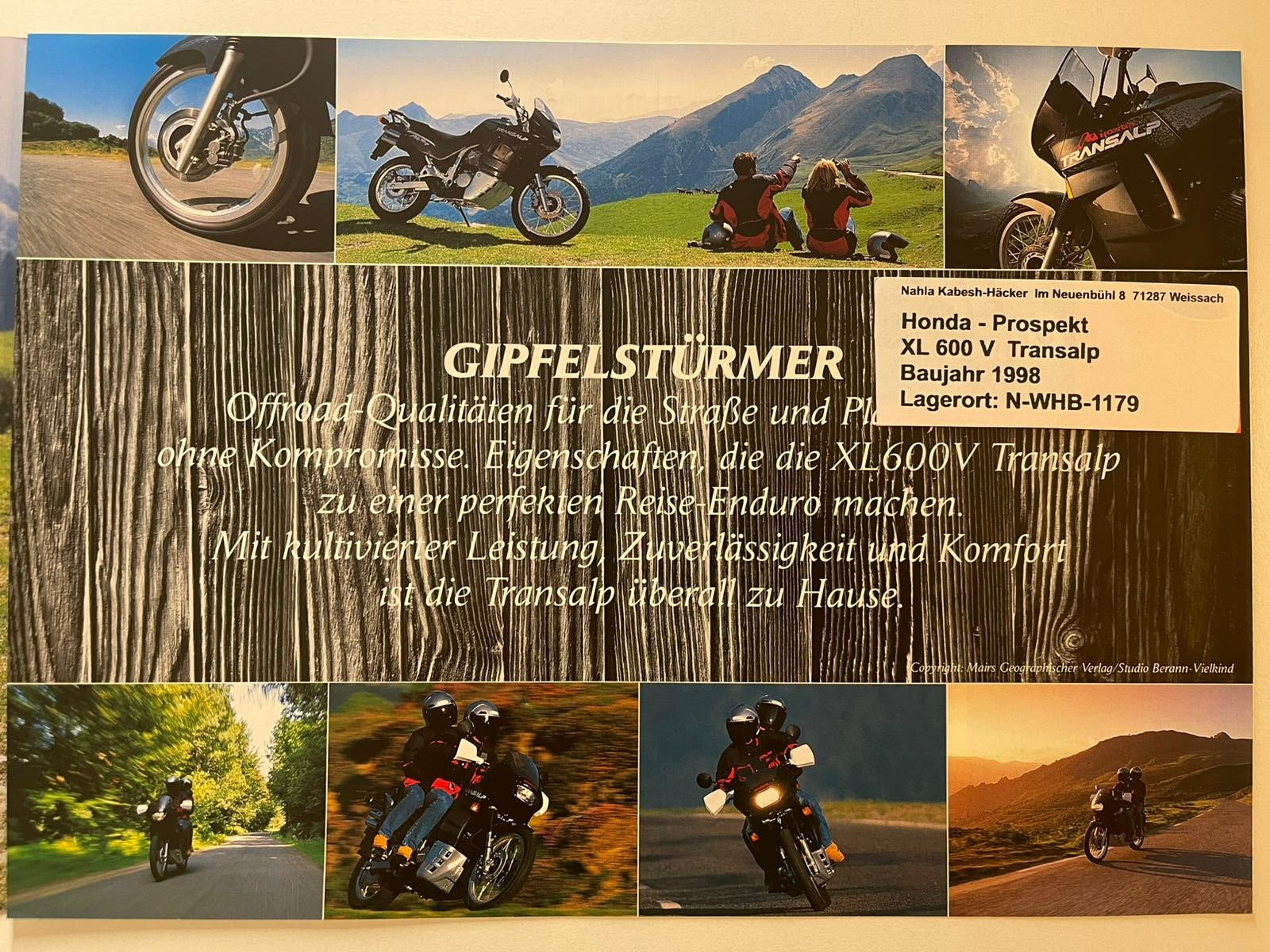 Prospekt Honda XL600V Transalp Bj. 1998 + Aufkleber