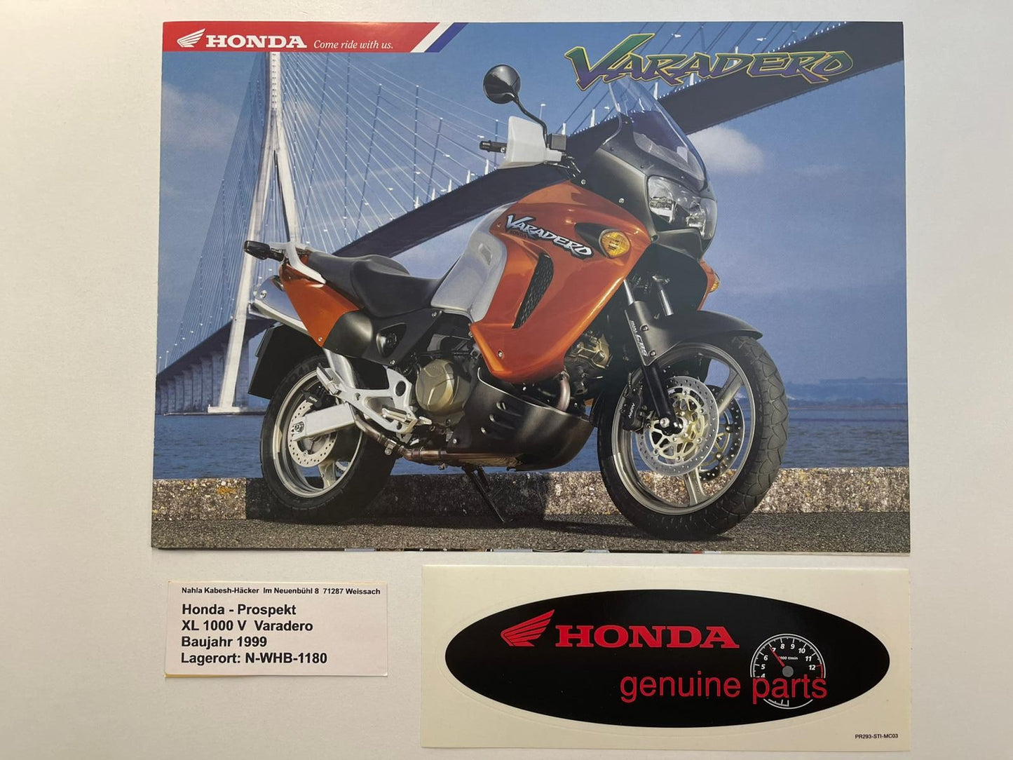 Prospekt Honda XL1000V Varadero Bj. 1999 + Aufkleber