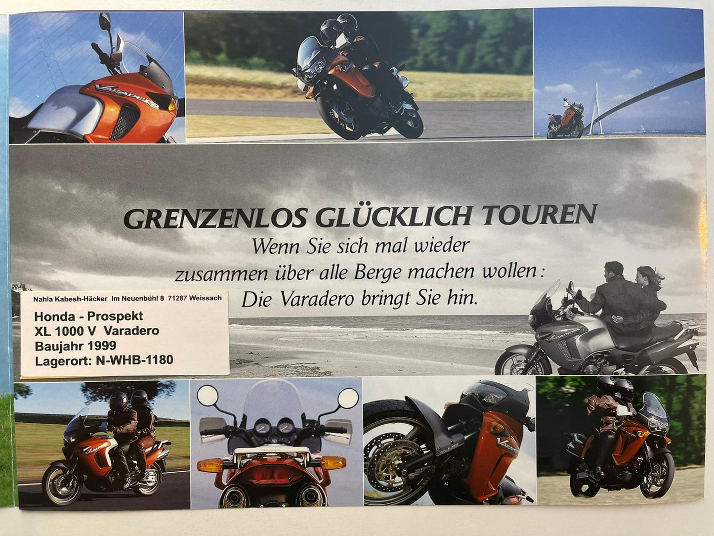 Prospekt Honda XL1000V Varadero Bj. 1999 + Aufkleber