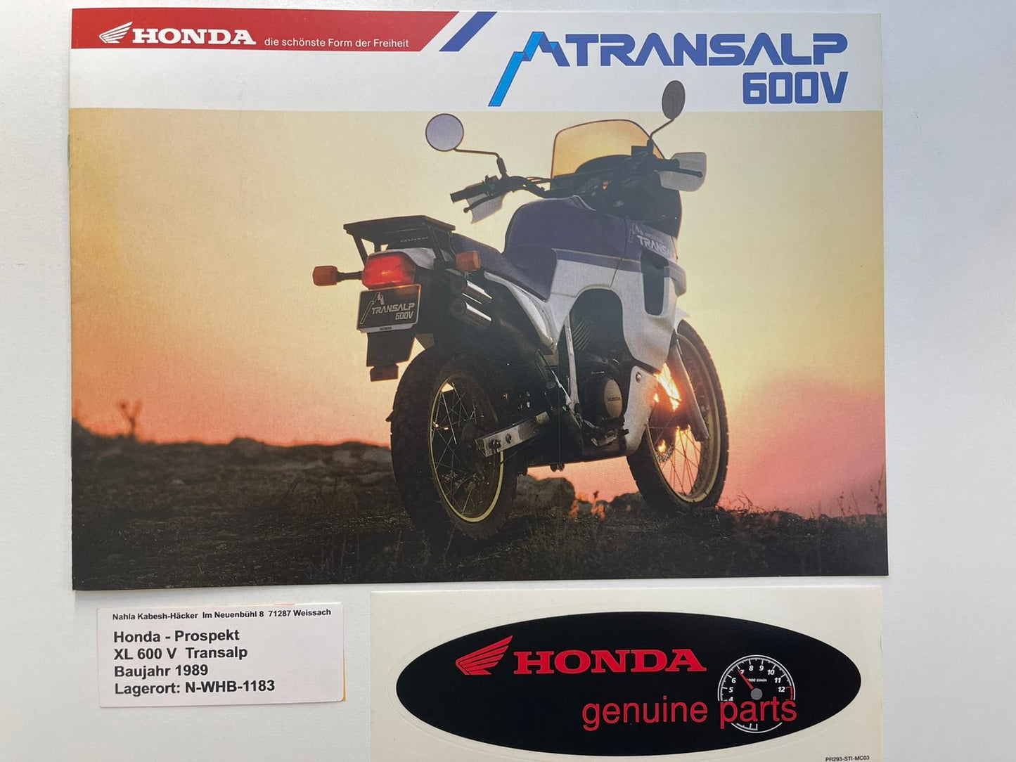 Prospekt Honda XL600V Transalp Bj. 1989 + Aufkleber