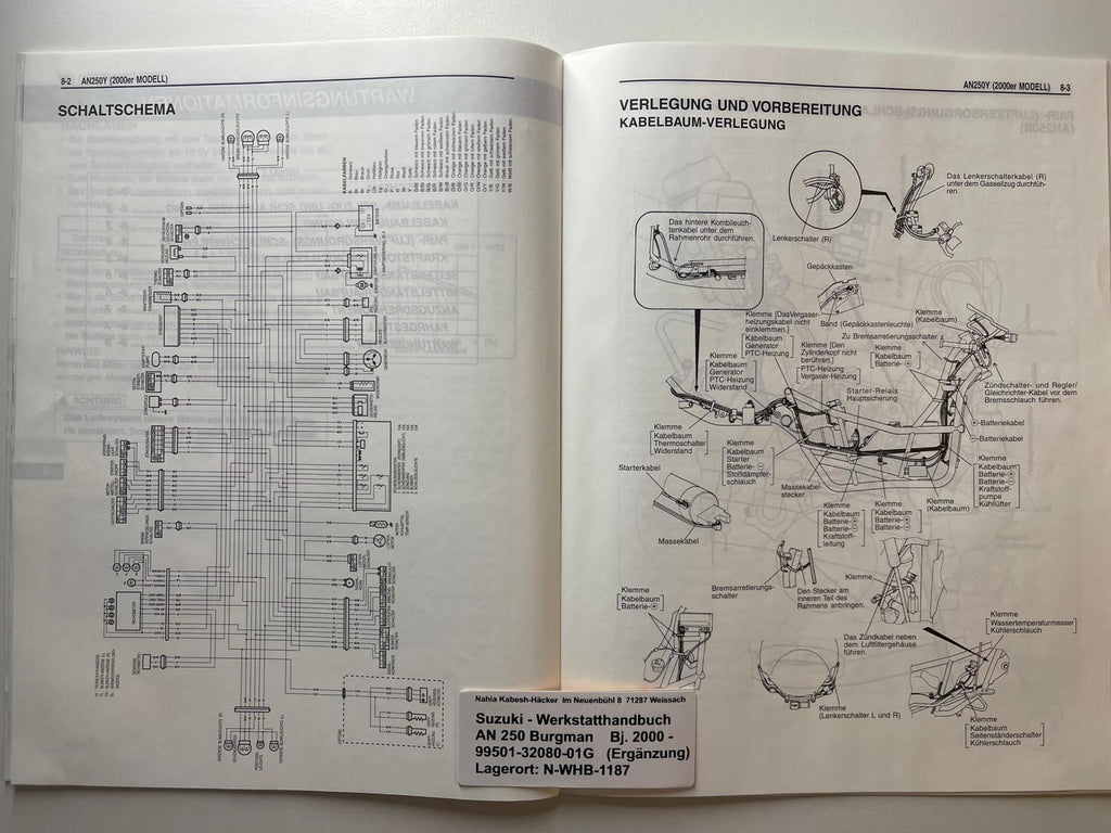 Werkstatthandbuch Ergänzung Suzuki AN250 AN 250 Bj. 2000