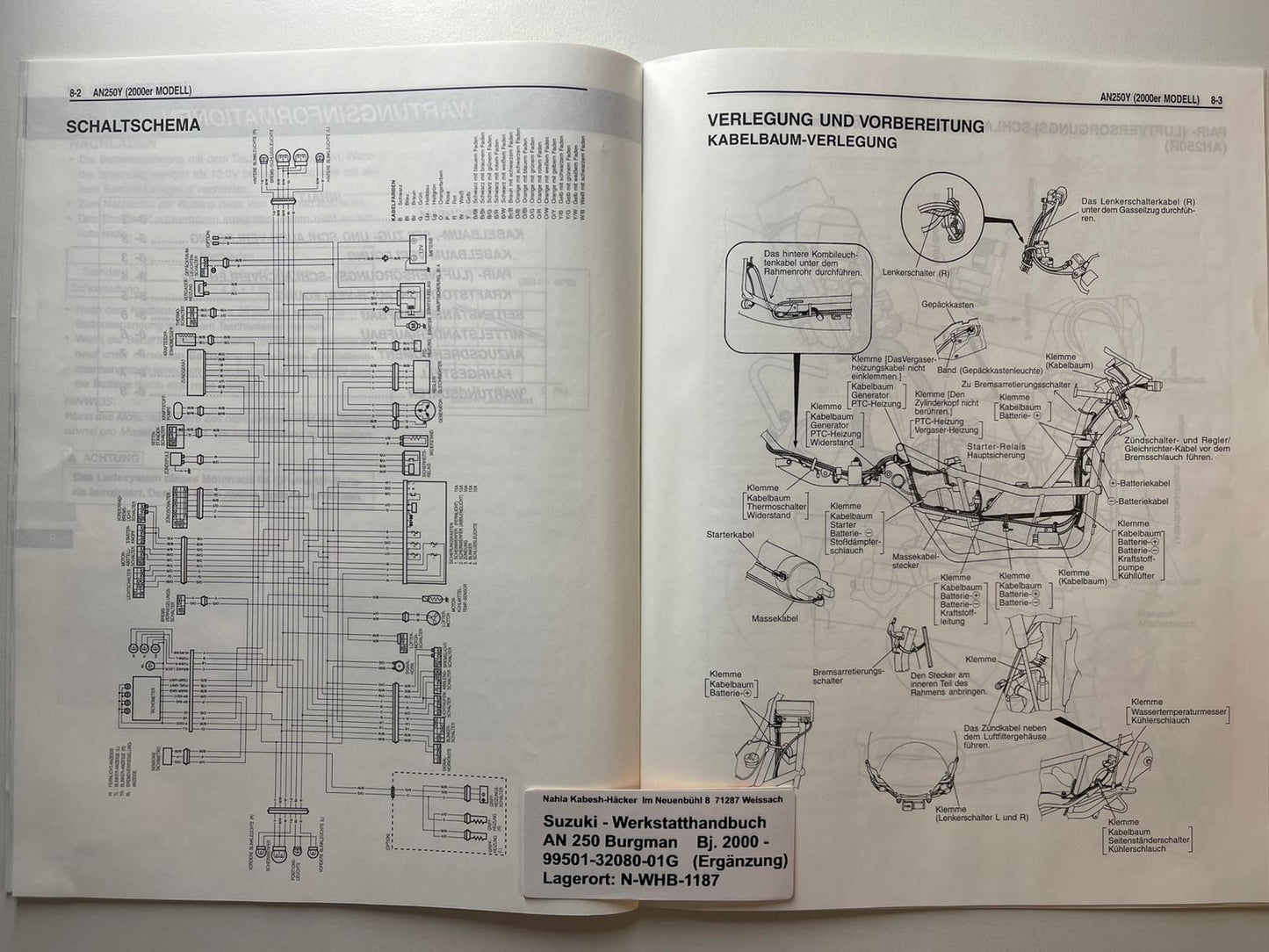 Werkstatthandbuch Ergänzung Suzuki AN250 AN 250 Bj. 2000