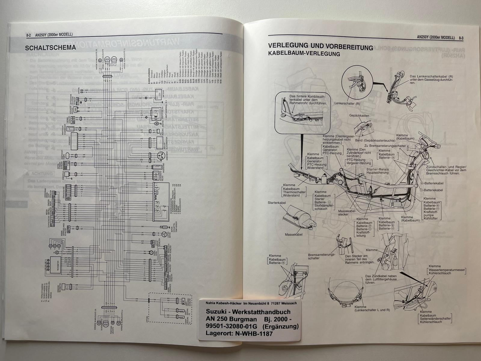 Werkstatthandbuch Ergänzung Suzuki AN250 AN 250 Bj. 2000