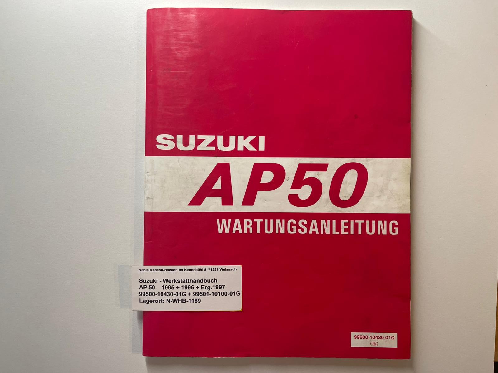 Werkstatthandbuch Suzuki AP50 AP 50 Bj. 1995 - 1996 + Ergänzung 1997