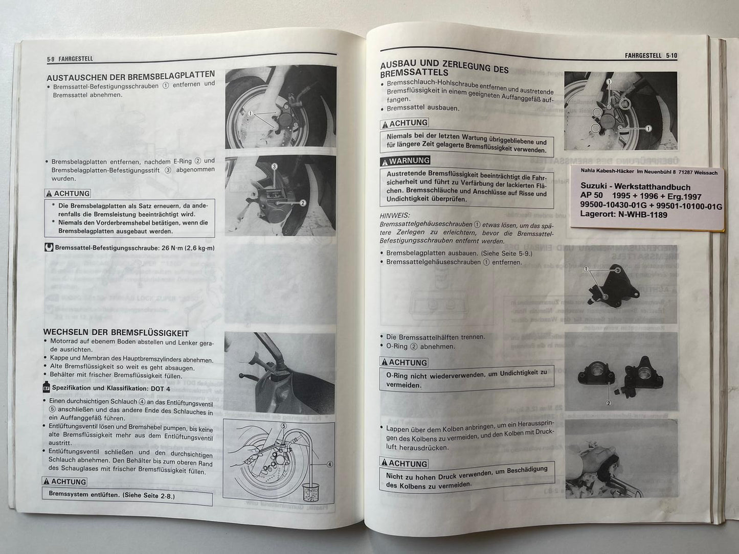 Werkstatthandbuch Suzuki AP50 AP 50 Bj. 1995 - 1996 + Ergänzung 1997