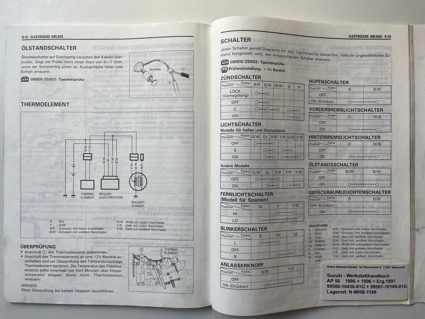 Werkstatthandbuch Suzuki AP50 AP 50 Bj. 1995 - 1996 + Ergänzung 1997