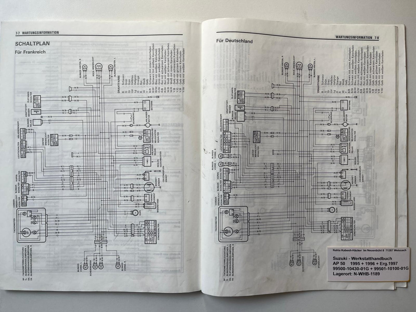 Werkstatthandbuch Suzuki AP50 AP 50 Bj. 1995 - 1996 + Ergänzung 1997