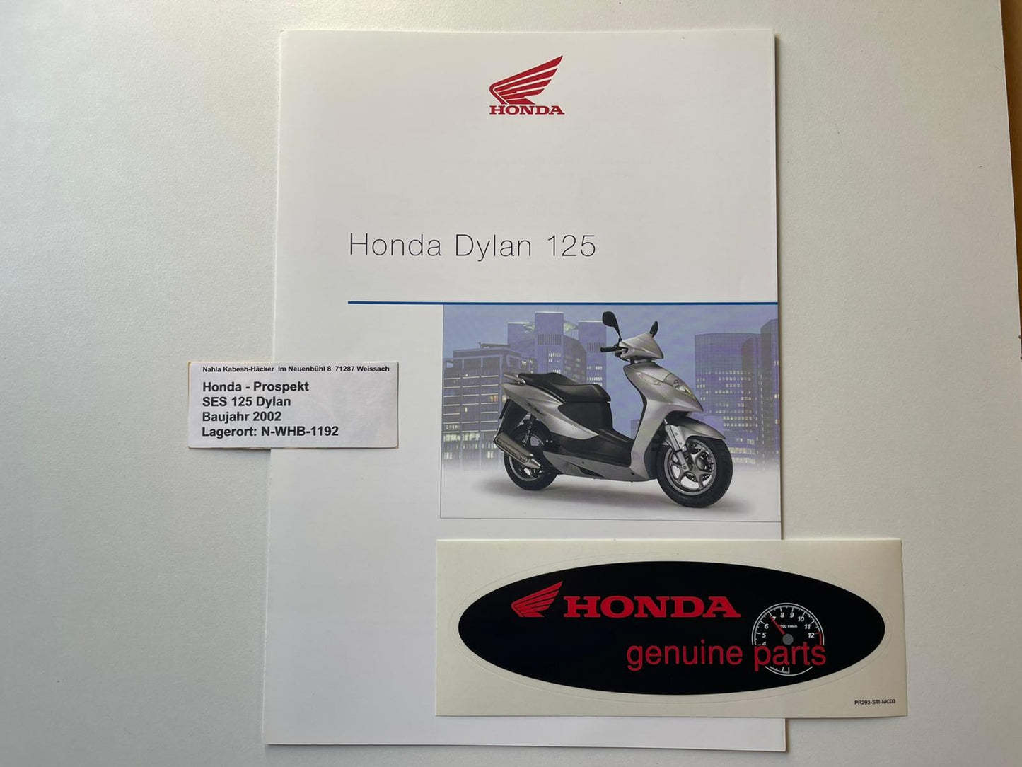Prospekt Honda SES 125 Dylan Bj. 2002 + Aufkleber