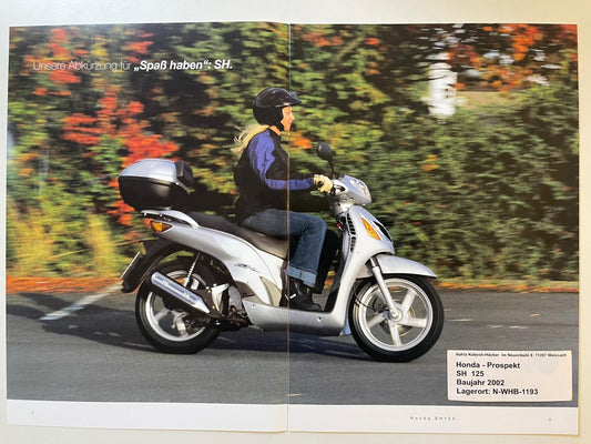 Prospekt Honda SH125 SH 125 Bj. 2002 + Aufkleber