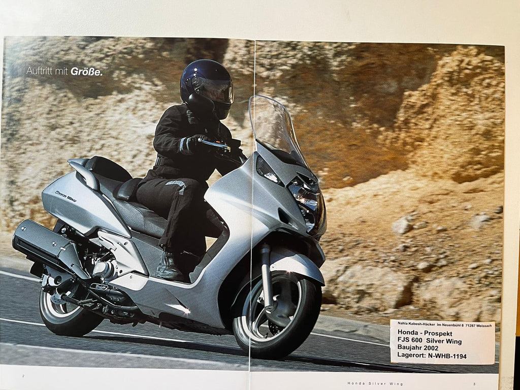 Prospekt Honda FJS600 Silver Wing Bj. 2002 + Aufkleber