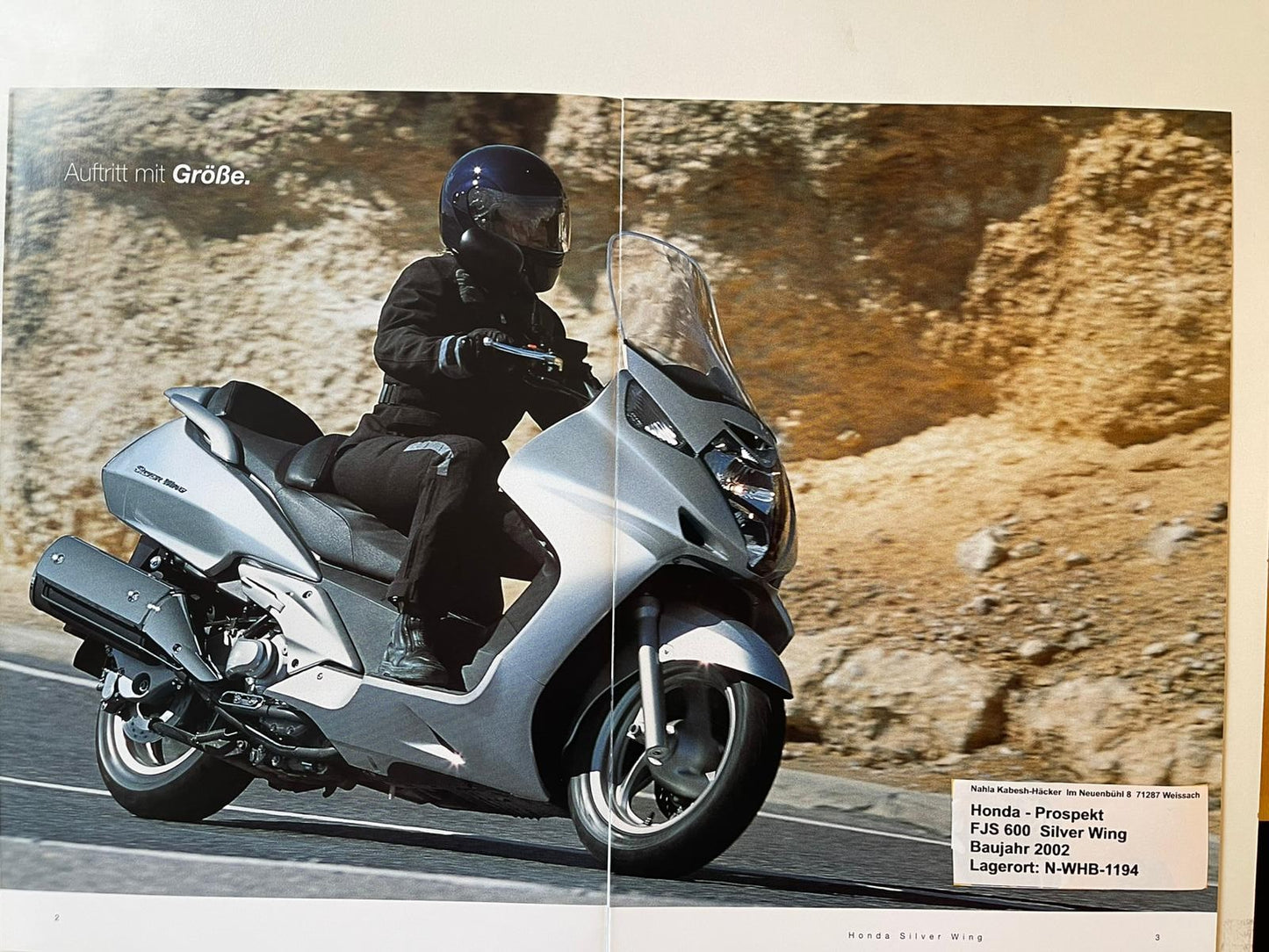Prospekt Honda FJS600 Silver Wing Bj. 2002 + Aufkleber