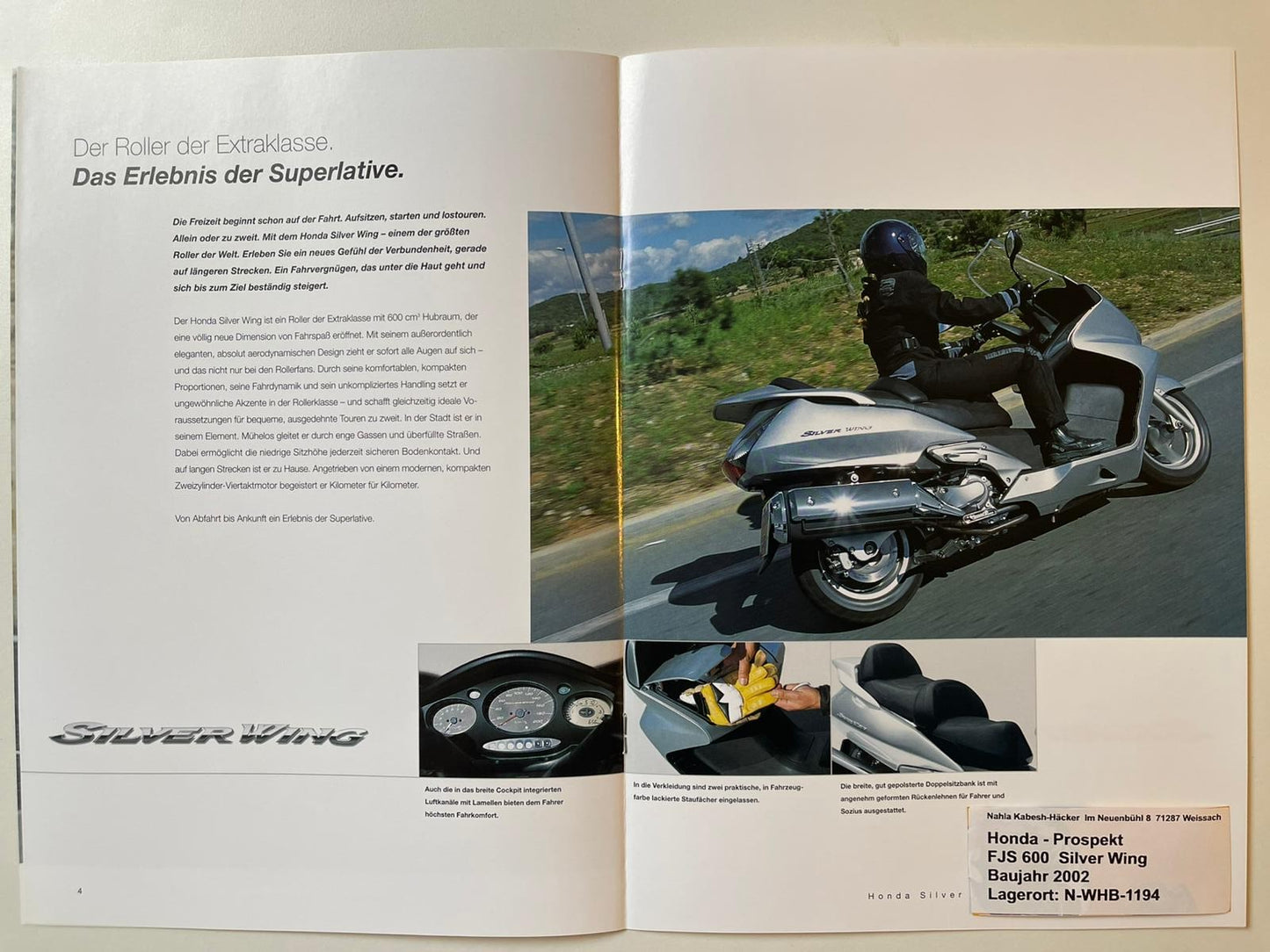 Prospekt Honda FJS600 Silver Wing Bj. 2002 + Aufkleber