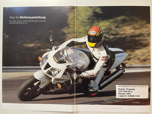 Prospekt Honda VTR1000 SP2 VTR 1000 SP-2 Bj. 2002 + Aufkleber
