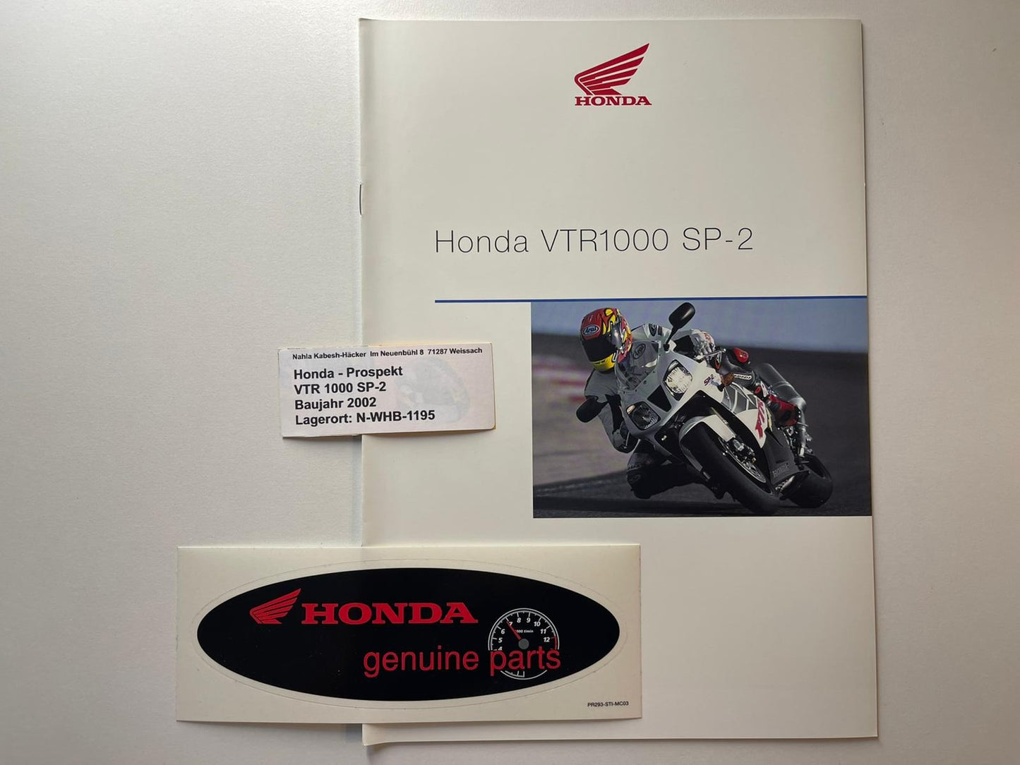Prospekt Honda VTR1000 SP2 VTR 1000 SP-2 Bj. 2002 + Aufkleber