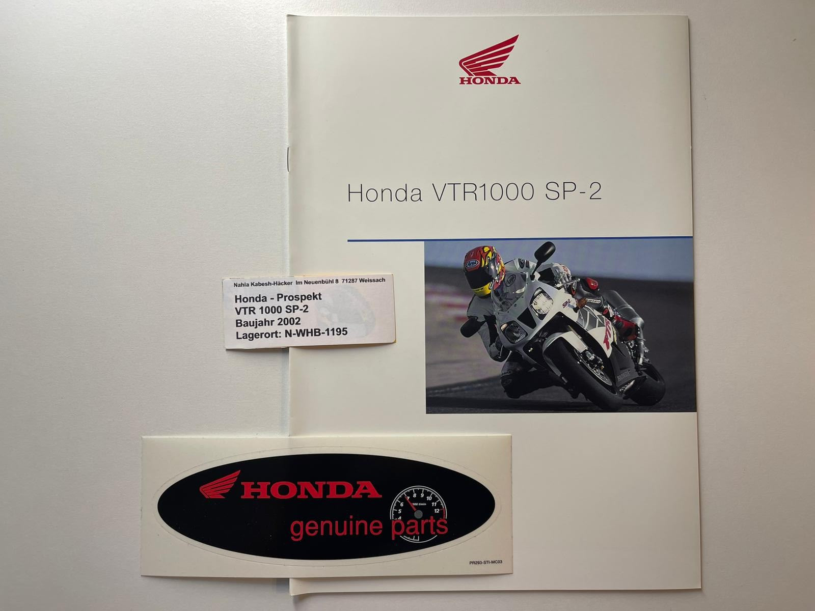Prospekt Honda VTR1000 SP2 VTR 1000 SP-2 Bj. 2002 + Aufkleber