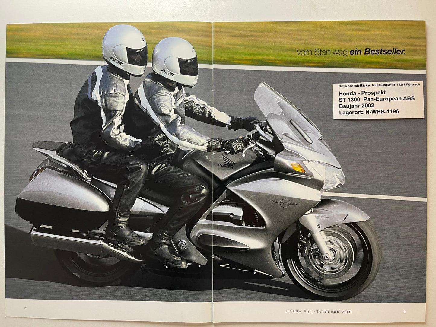 Prospekt Honda ST1300 Pan European ABS Bj. 2002 + Aufkleber