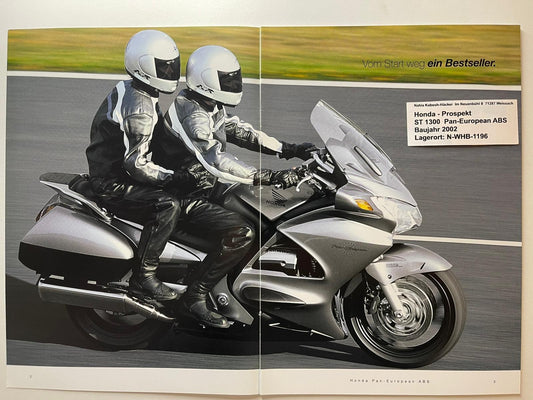 Prospekt Honda ST1300 Pan European ABS Bj. 2002 + Aufkleber