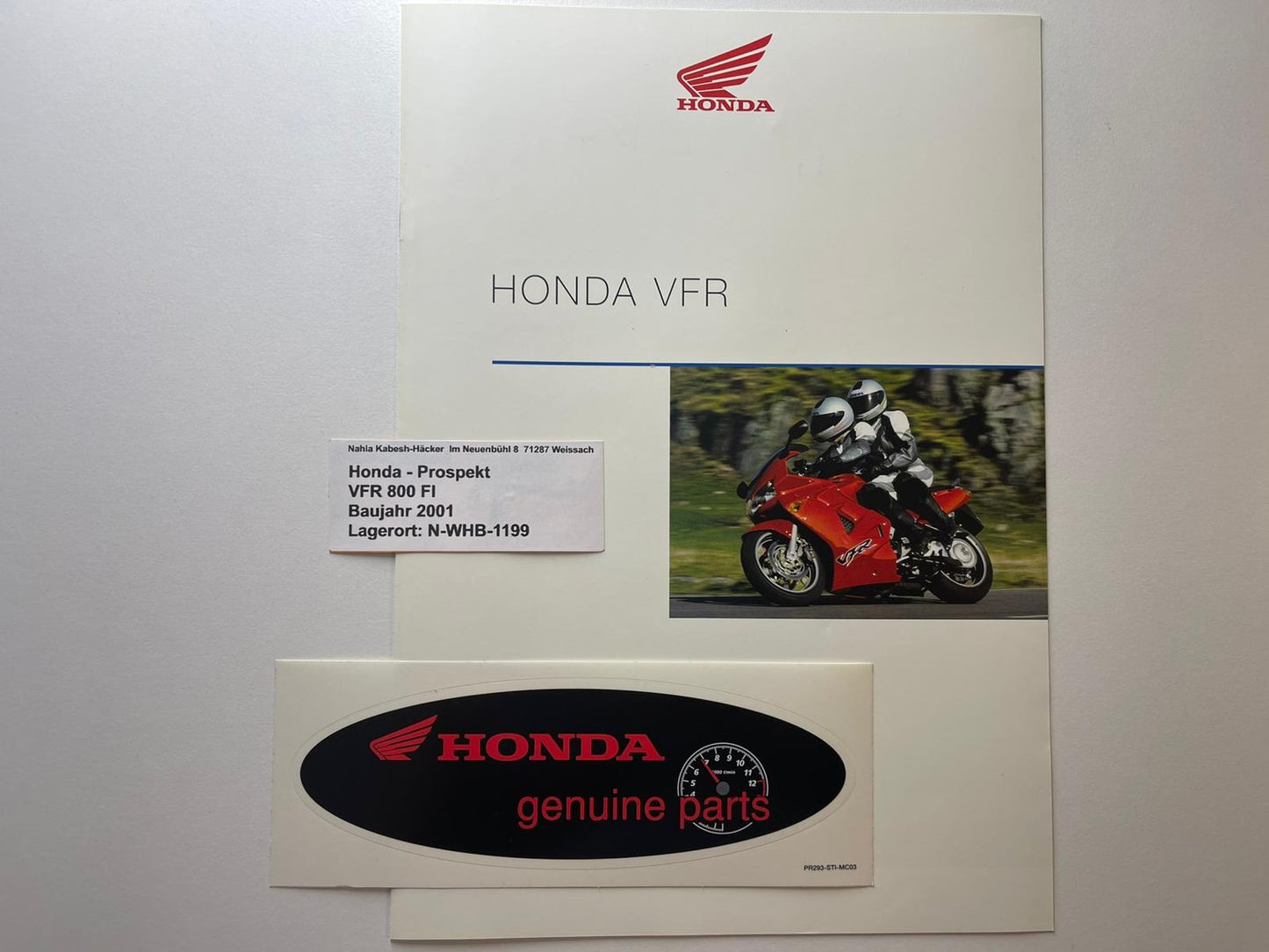 Prospekt Honda VFR800FI VFR 800 FI Bj. 2001 + Aufkleber