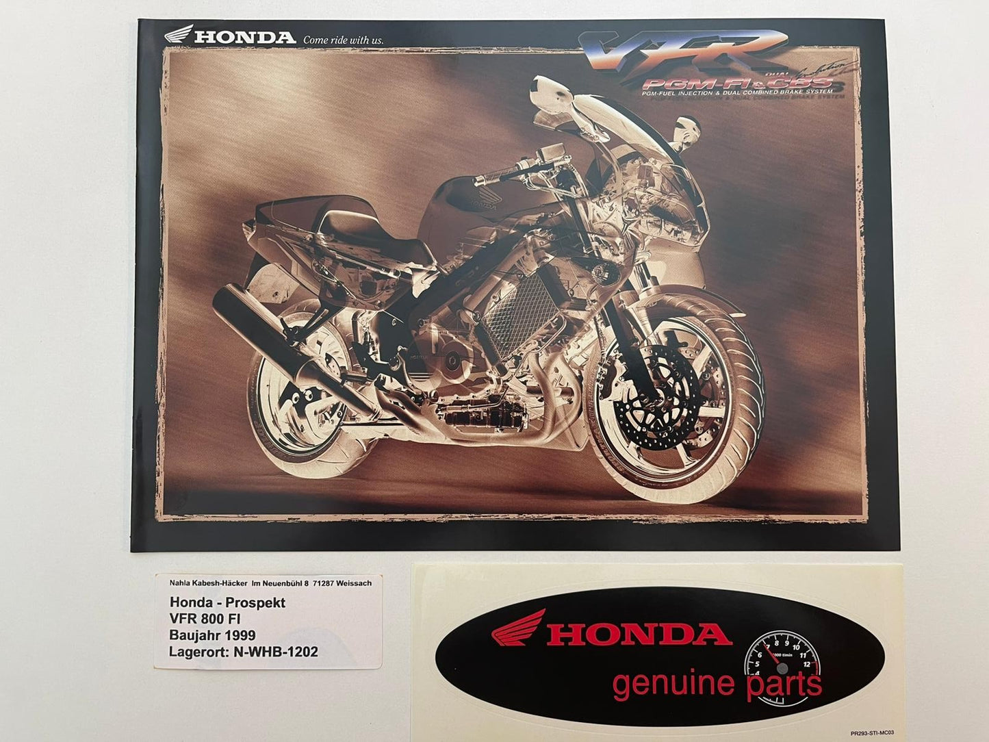 Prospekt Honda VFR800FI VFR 800 FI Bj. 1999 + Aufkleber