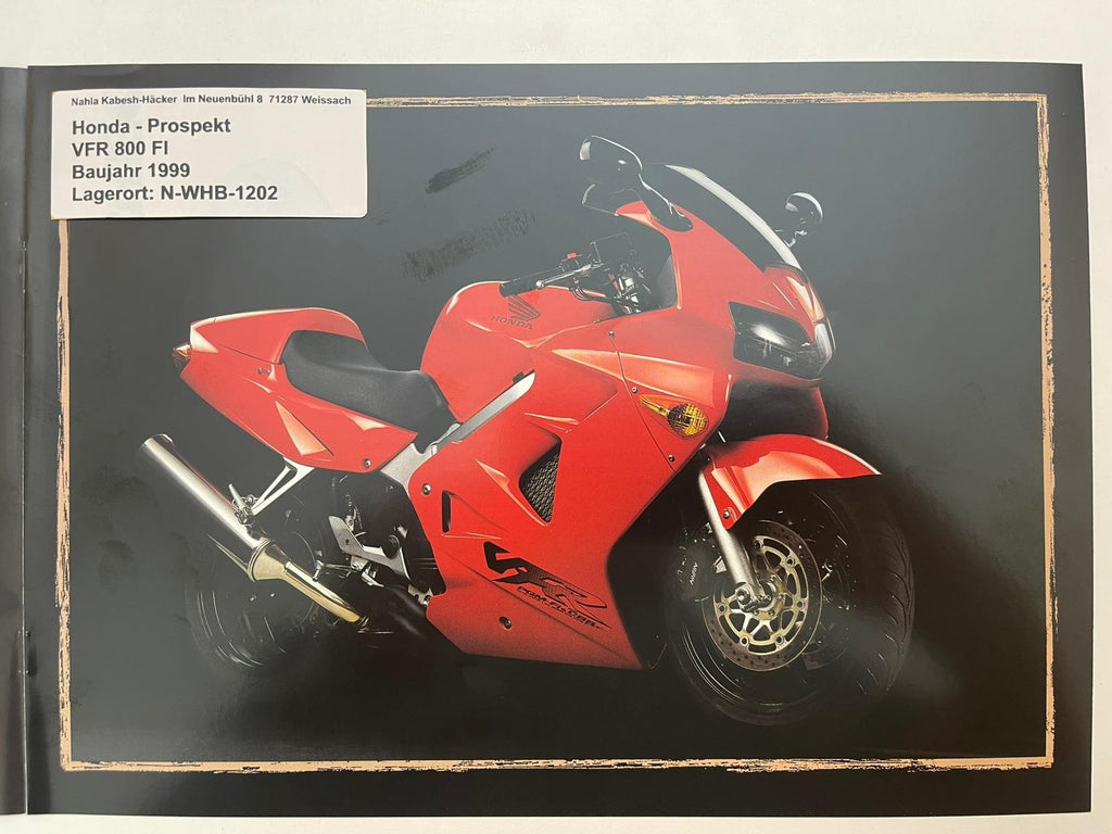 Prospekt Honda VFR800FI VFR 800 FI Bj. 1999 + Aufkleber