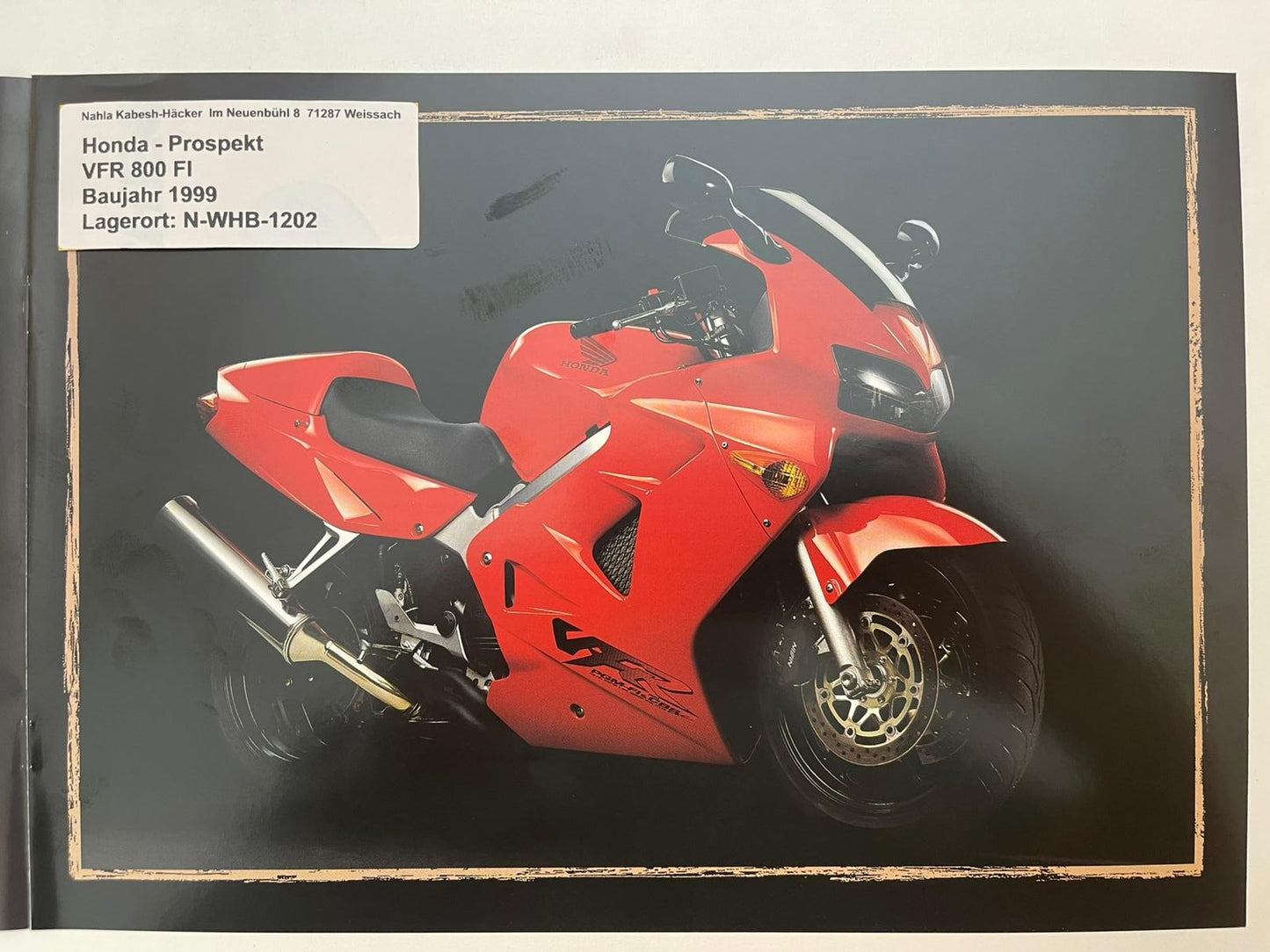 Prospekt Honda VFR800FI VFR 800 FI Bj. 1999 + Aufkleber