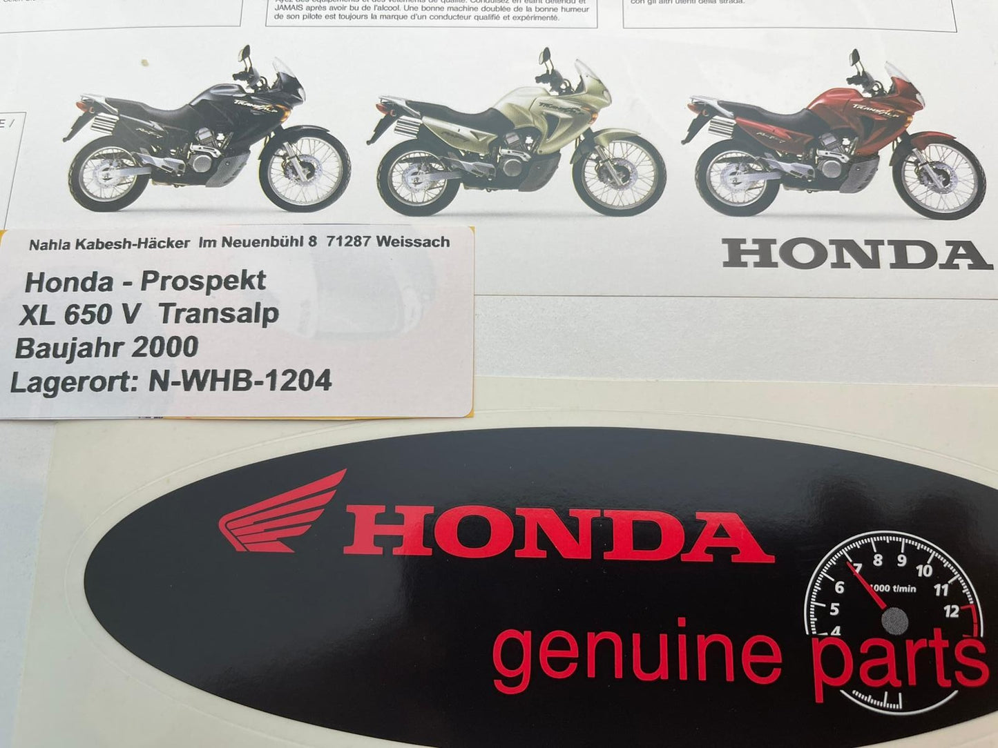Prospekt Honda XL650V Transalp Bj. 2000 + Aufkleber