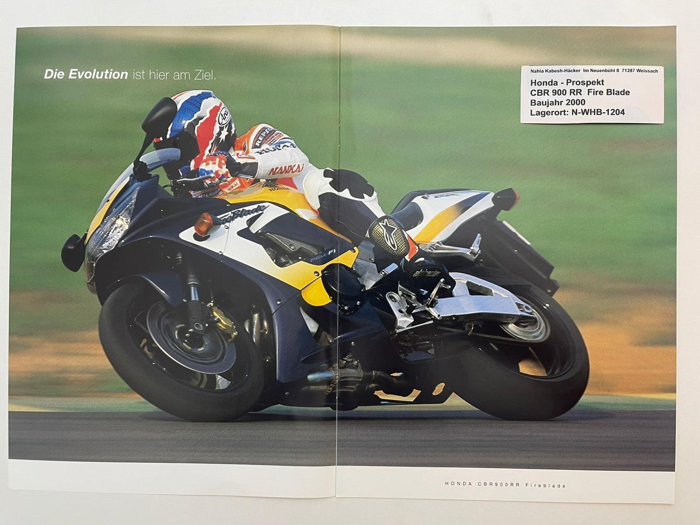 Prospekt Honda CBR900RR Fire Blade Bj. 2000 + Aufkleber