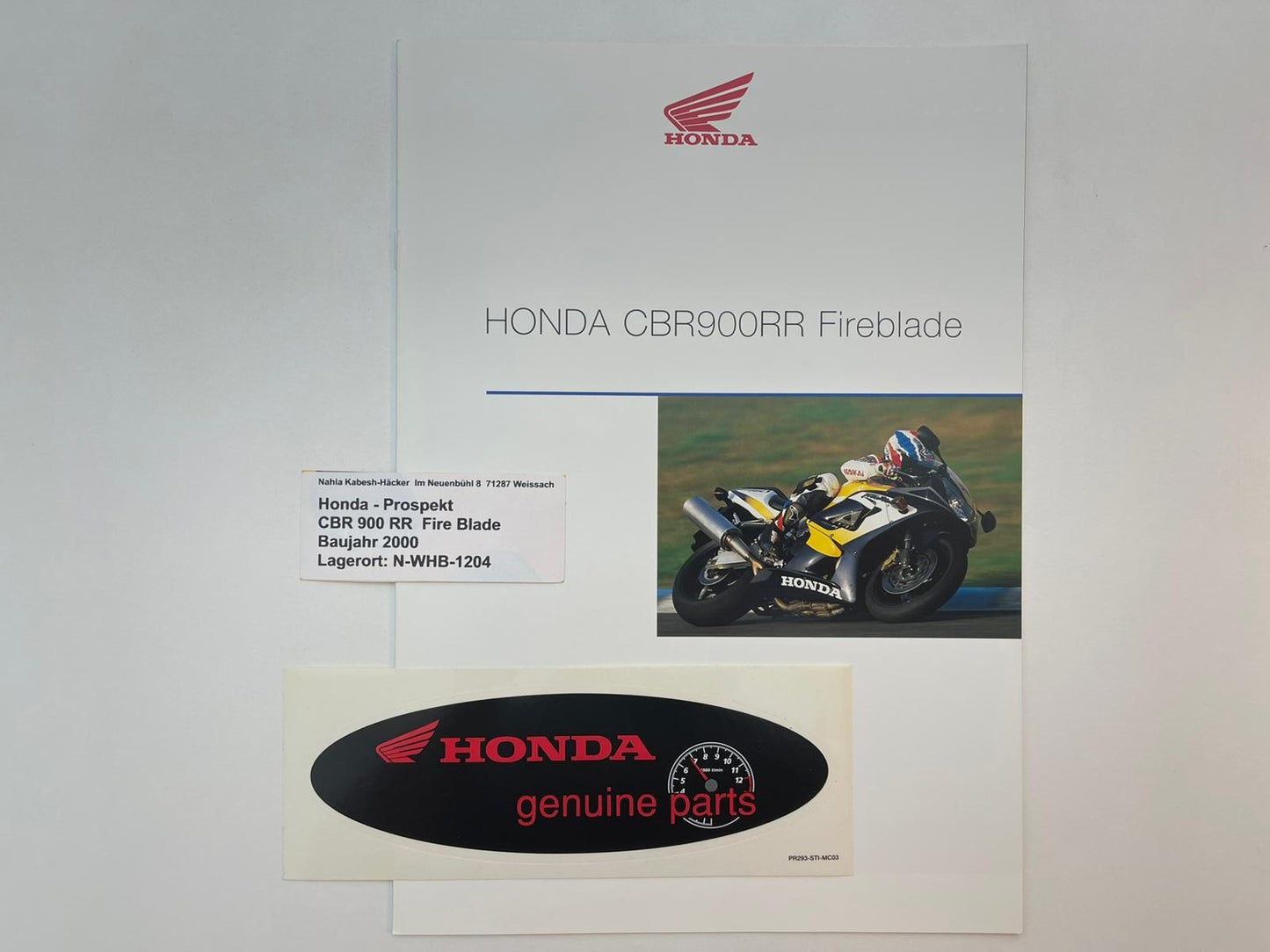 Prospekt Honda CBR900RR Fire Blade Bj. 2000 + Aufkleber