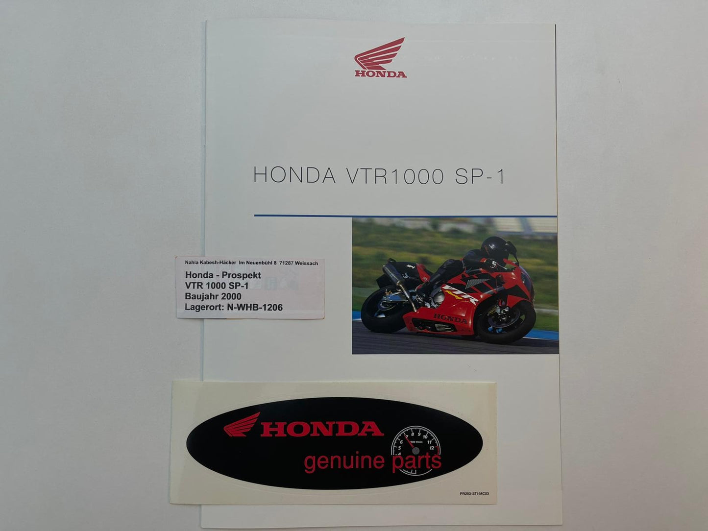 Prospekt Honda VTR1000 SP1 Bj. 2000 + Aufkleber
